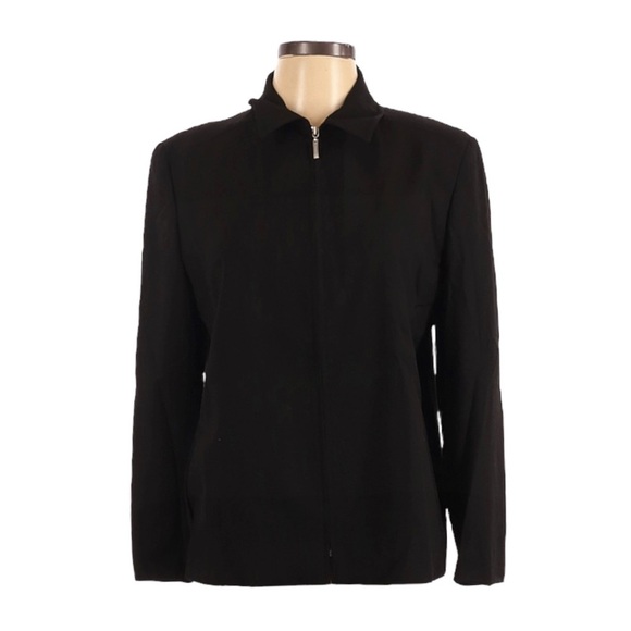 Marella Black Minimalist Full Zip Jacket Women’s Size 12 Essential Blazer - Picture 1 of 10